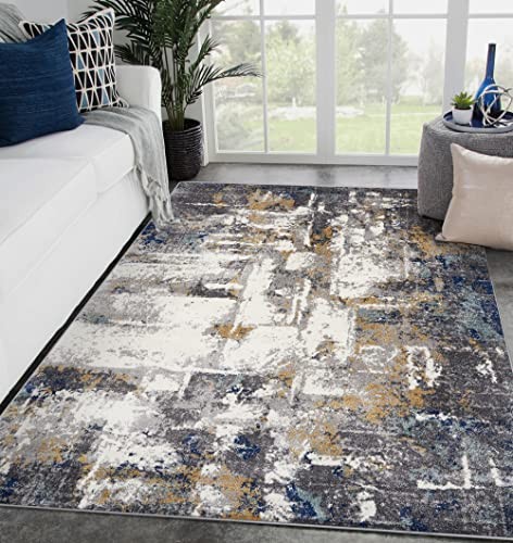 Hampstead Abstract Collection Gray 5×7 Area Rug 49