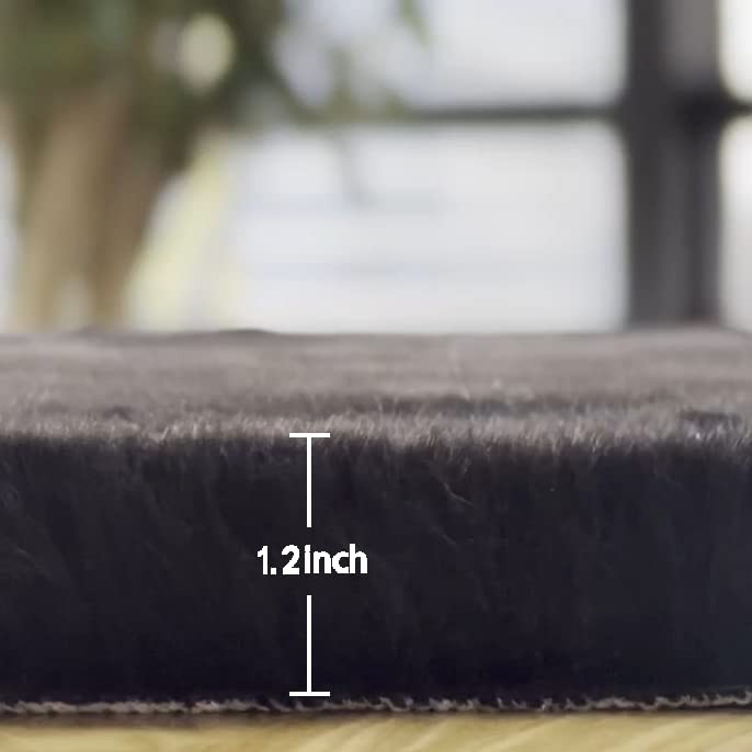 New ORINOVA Black Fluffy Rug 5×7 Area Rugs for Bedroom Fuzzy Rabbit Washable Fur