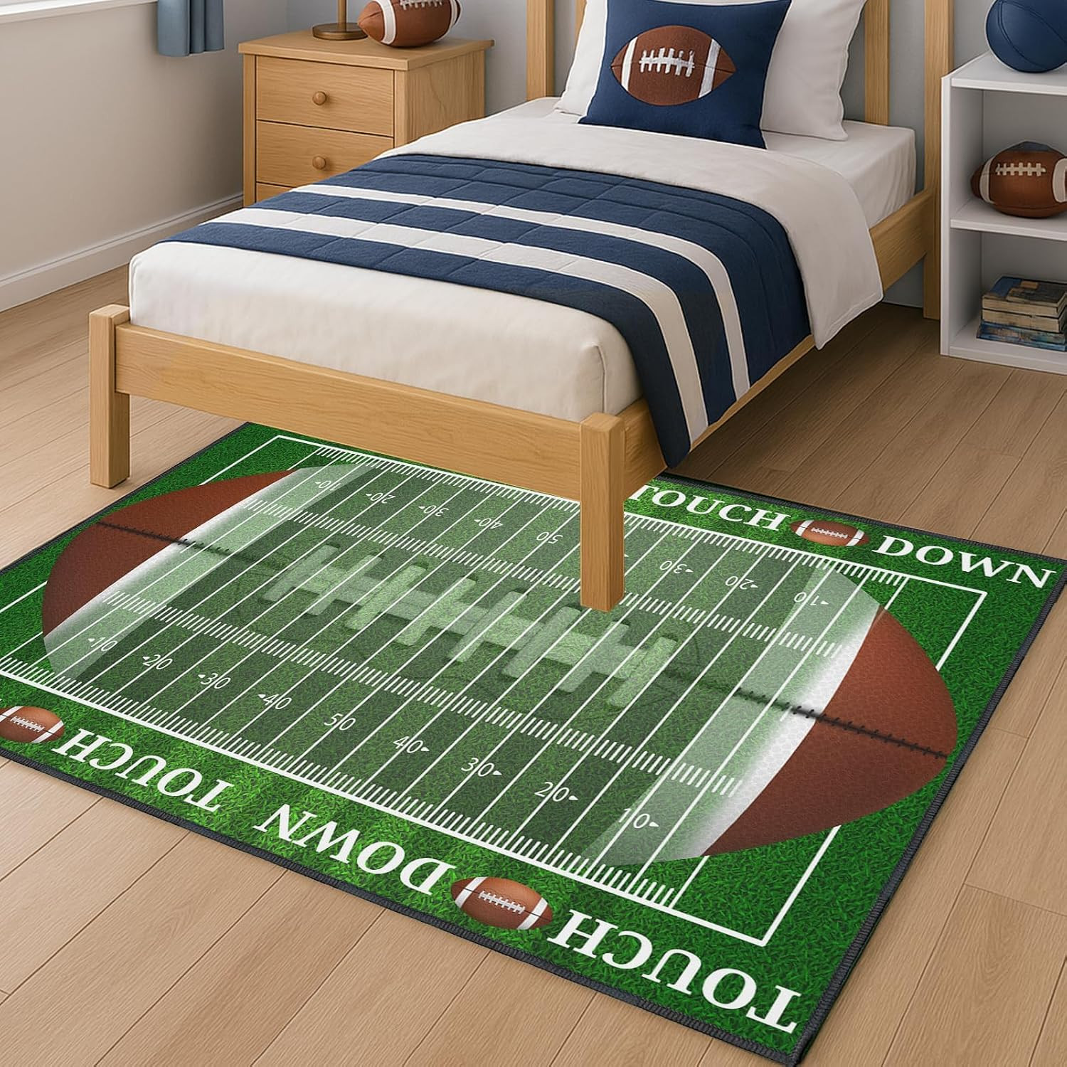 Football Rug for Bedroom,5’X7′ Non-Slip Football Field Rugs,Sports Rug for Room