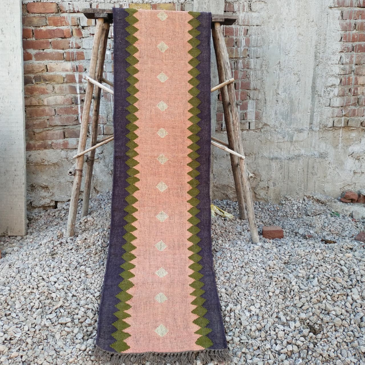 Vintage Kilim Rug aztec kilim Runner Wool Jute Rug Southwestern Stair kilim rug