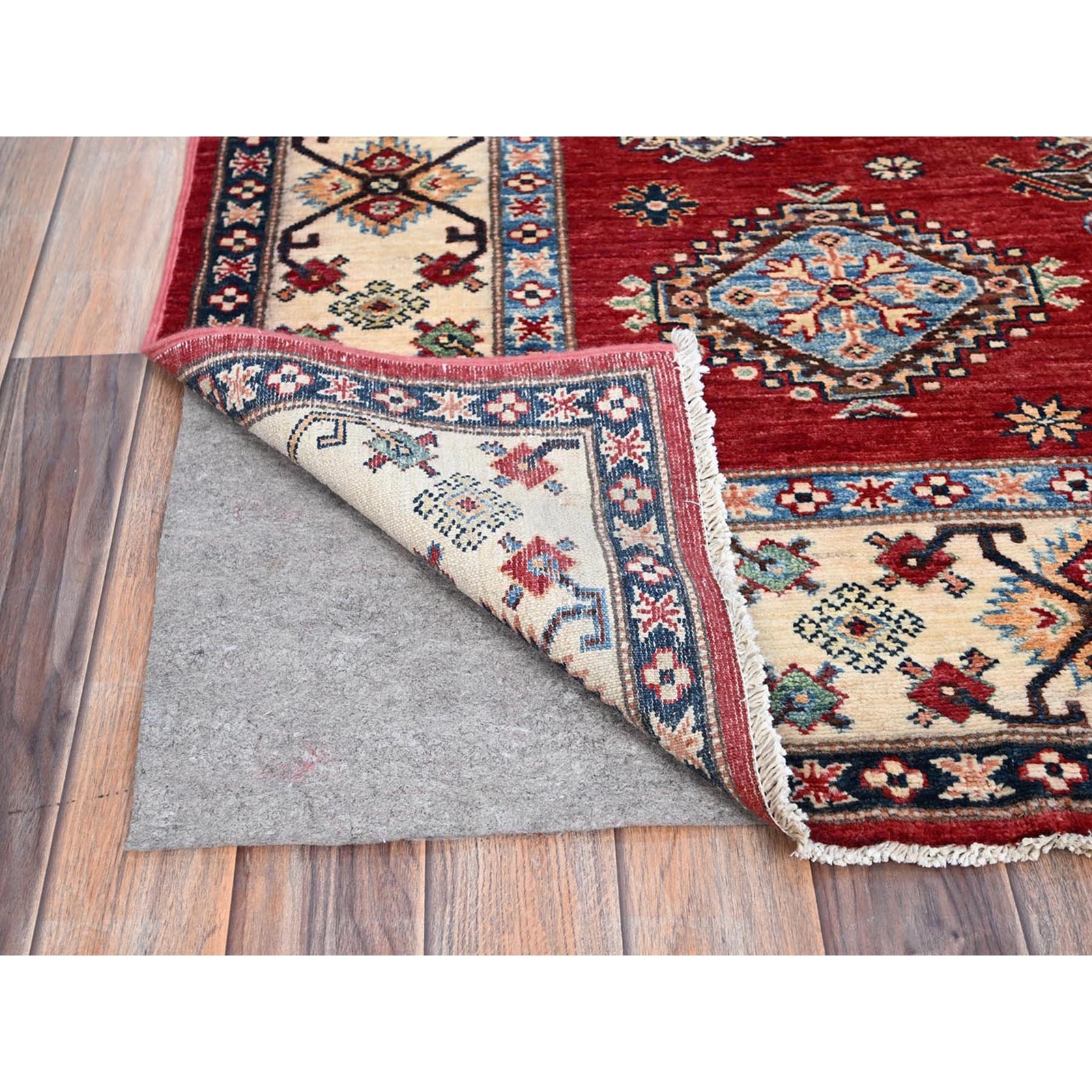 6’x8’8″ Fire Brick Red Wool Tribal Super Kazak Hand Knotted Oriental Rug R86560