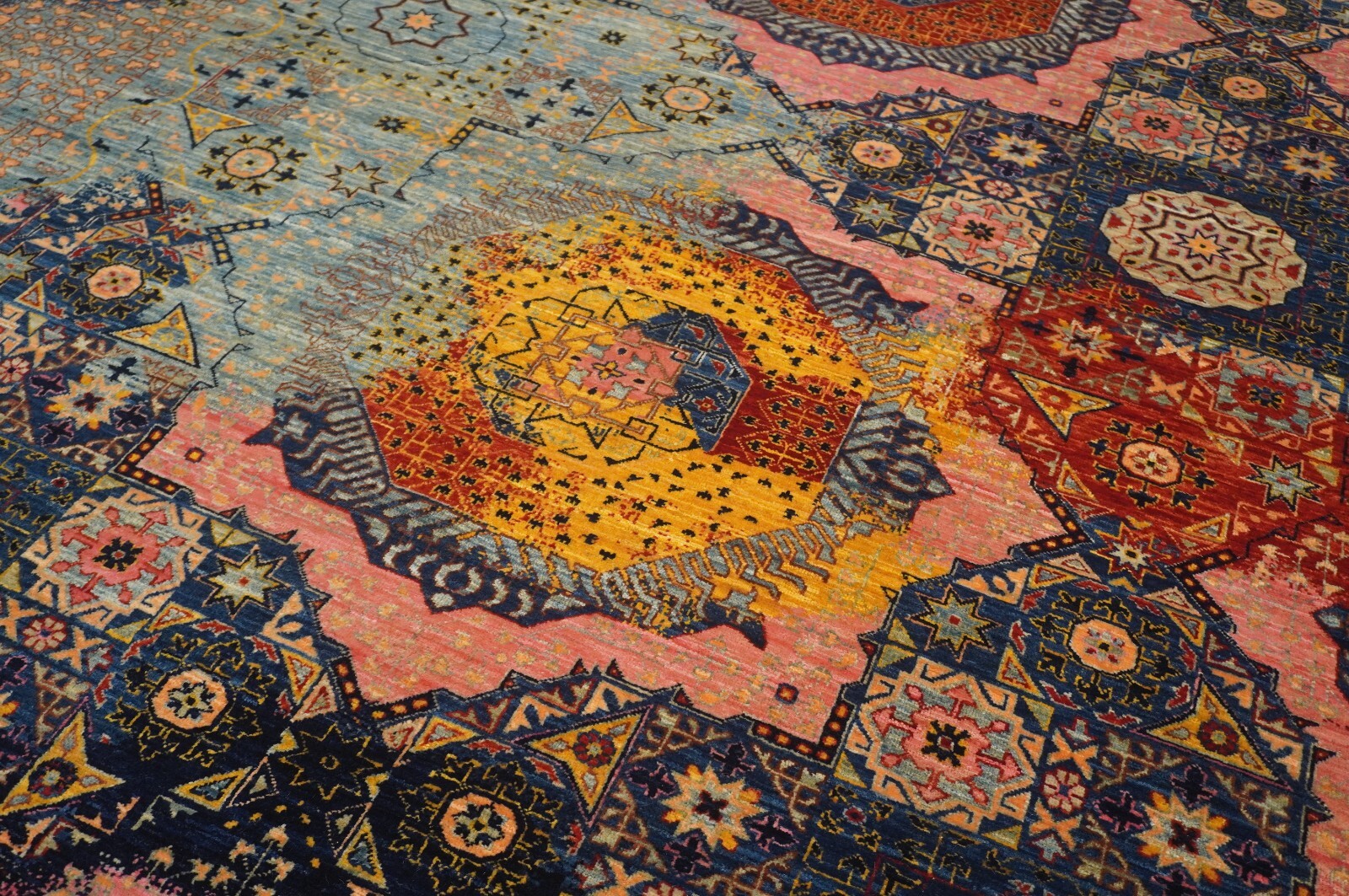 12 x 15 ft Navy Blue Modern Mamluk Turkish Hand Knotted Wool Medallion Area Rug