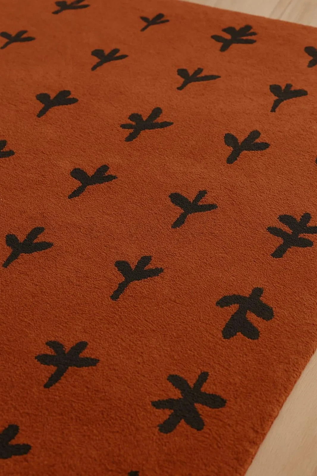 Modern Abstract Area Rug | Contemporary Hand Tufted Wool Rug Orange Black