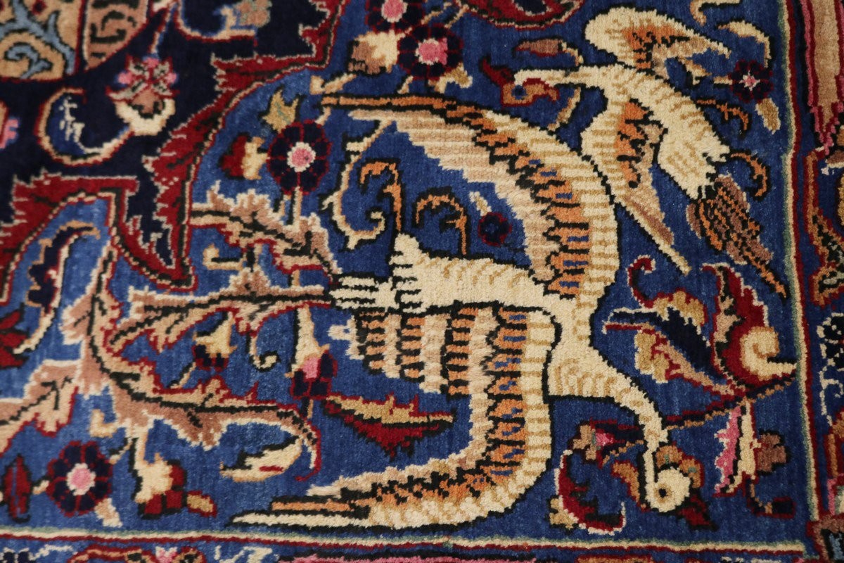One-of-a-Kind Vintage Handmade Oriental Rug Thick Pile Pictorial Carpet 10X13 ft