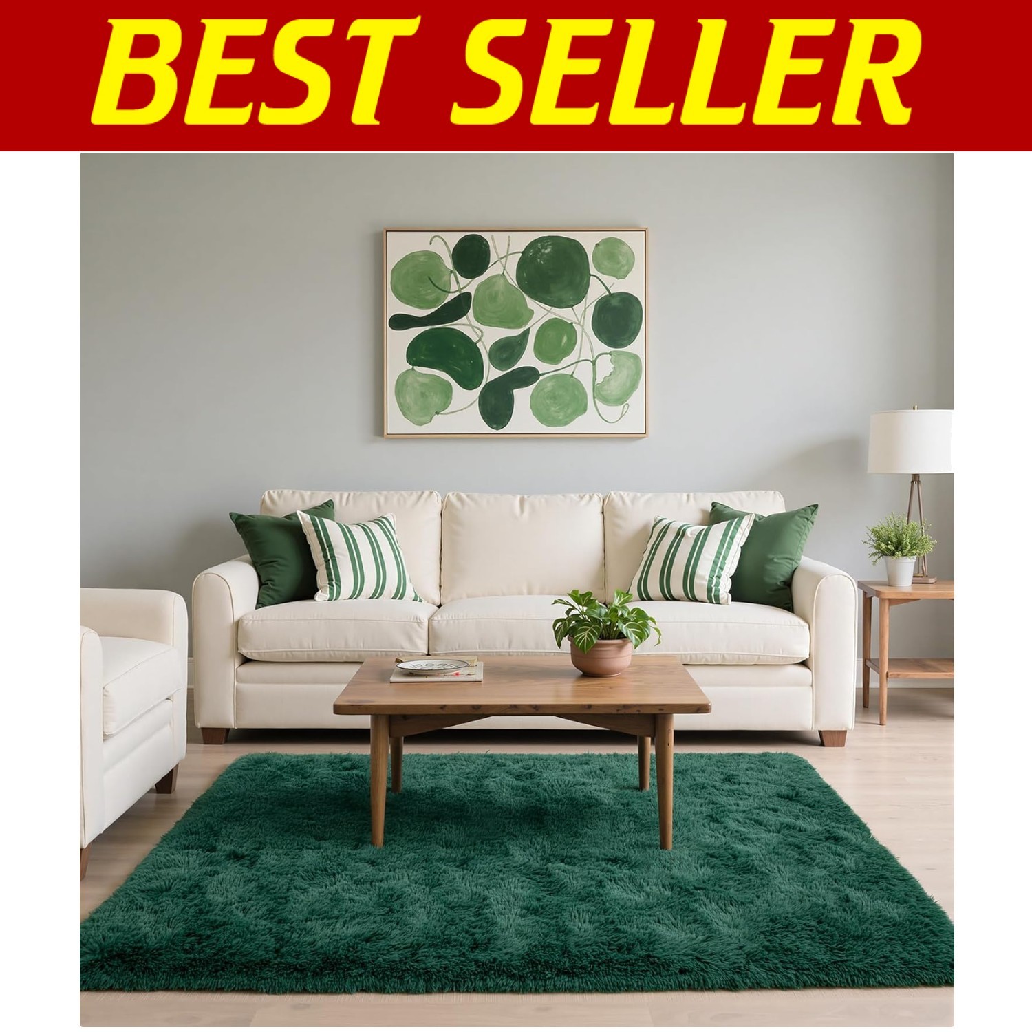 Elegant 4′ x 6′ Emerald Green Shag Carpet – Soft & Stain Resistant Home Decor