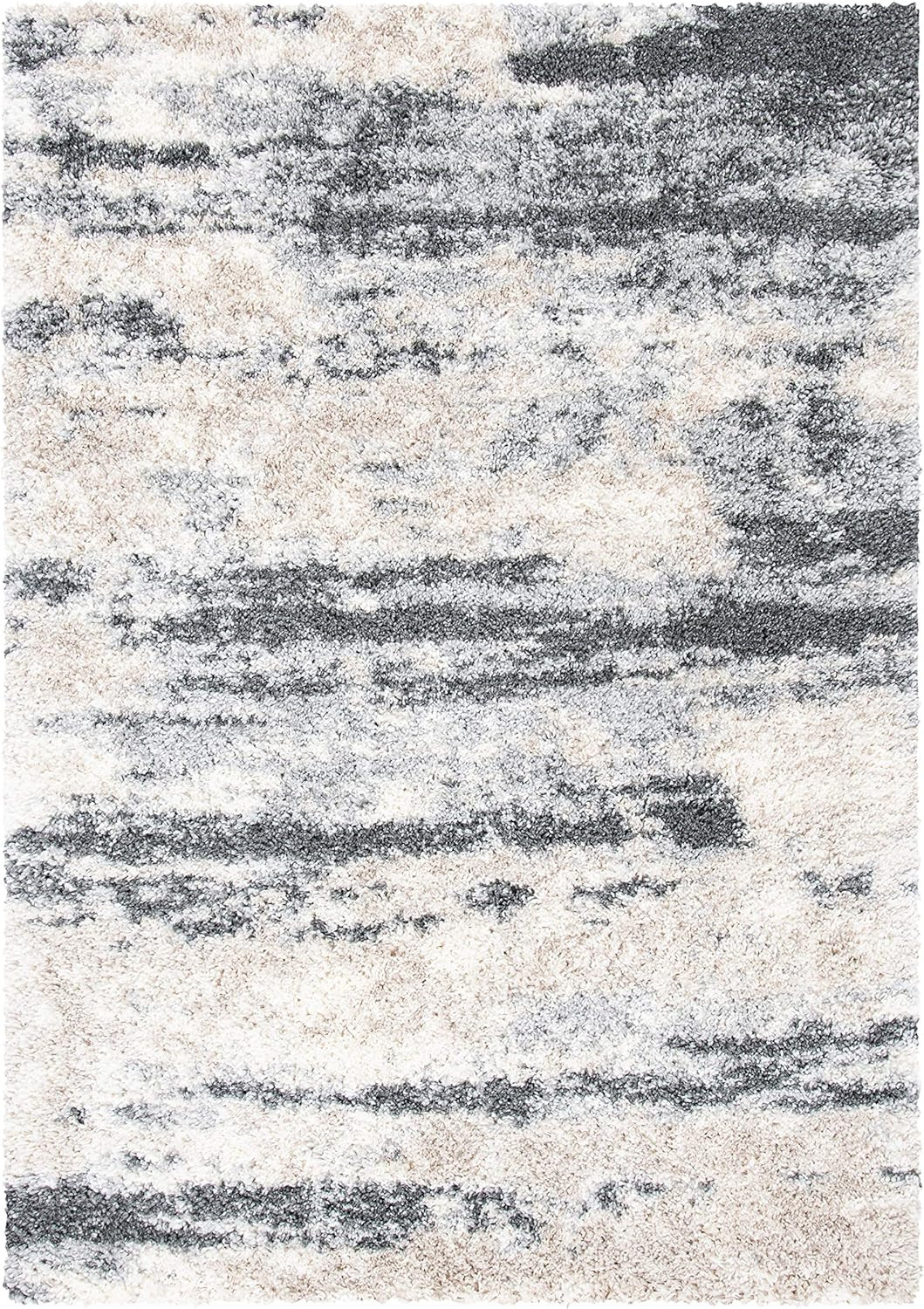 Fontana Shag Collection Accent Rug – 2’3″ X 4′, Grey & Ivory, Non-Shedding & Eas