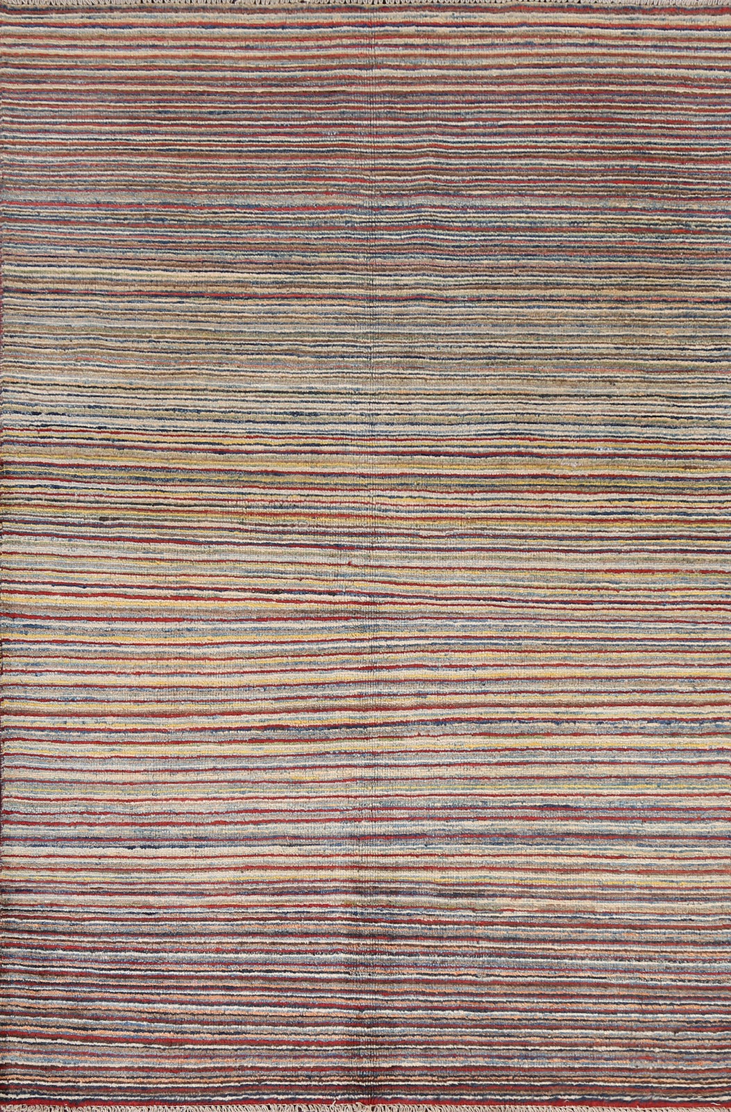 Striped Modern Style Accent Rug 4×6 Hand-knotted Wool Oriental Colorful Carpet
