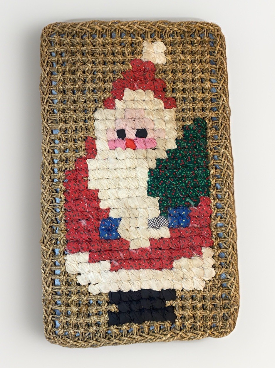 VTG Santa Clause Jute Rug 14” X 23.5” Cute Jolly Santa Durable Strong Accent Rug