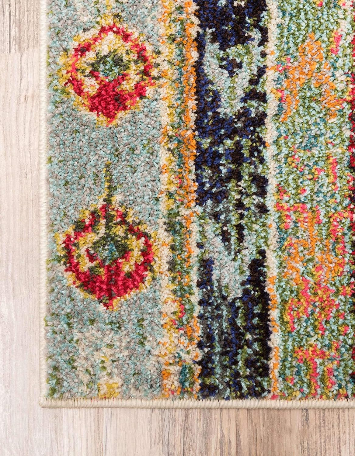 Sedona Vintage Distressed Southwestern Area Rug – 8′ Square, Blue/Beige