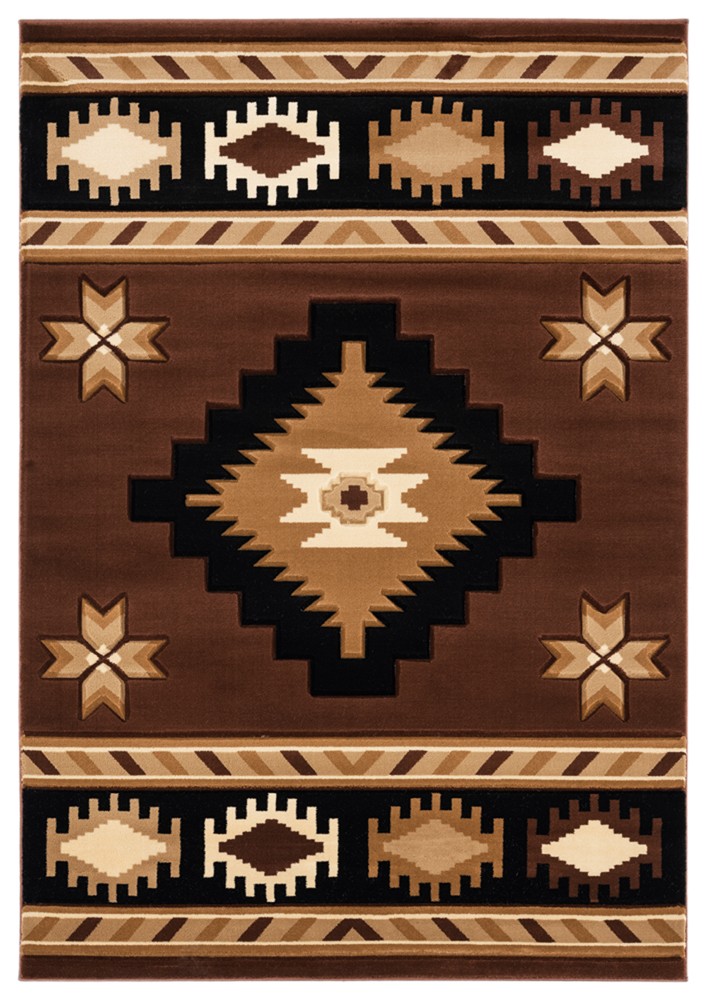 Brown Rows Jagged Lines Geometric Door Mat 2050 10450 – Aprx 1′ 10″ x 2′ 8″