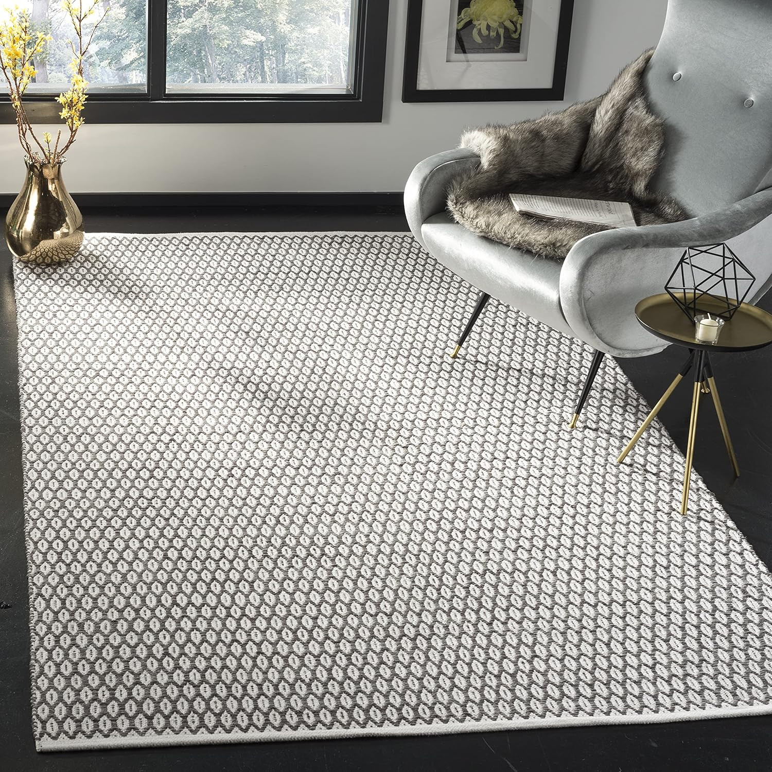 Montauk 5′ x 8′ Handmade Cotton Area Rug – Charcoal & Ivory for High Traffic Are