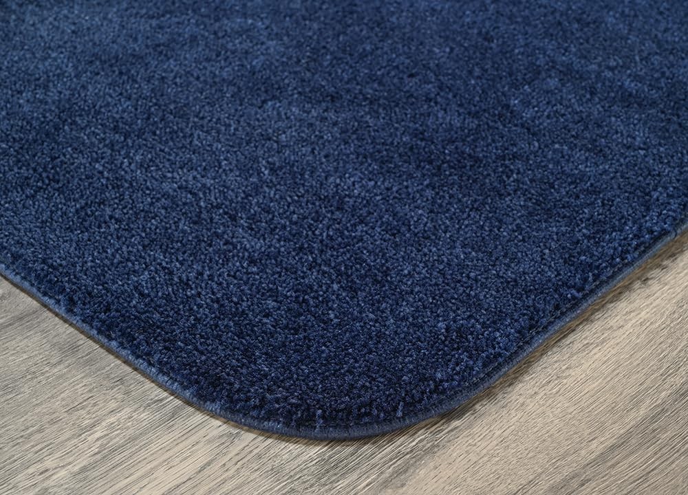 Garland Rug Traditional 4 Piece Nylon Washable Bathroom Rug Set Navy
