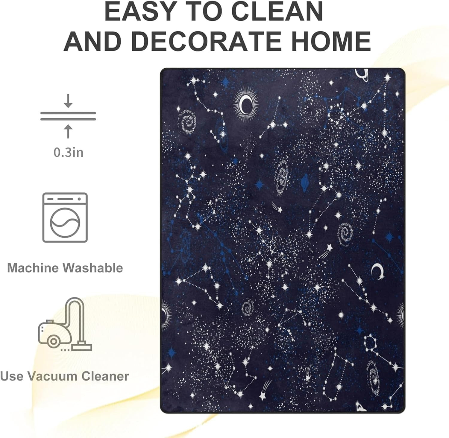 Galaxy Star Sky Area Rug 5’X7′ for Living Room & Bedroom Decor