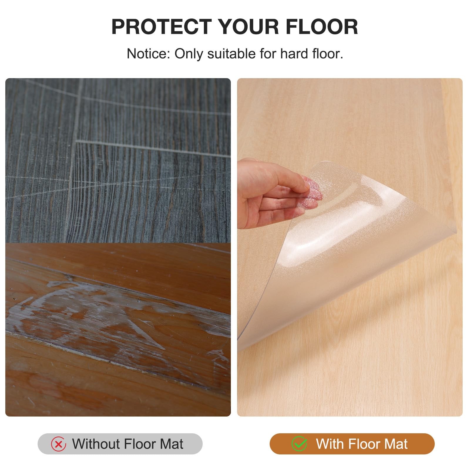 Mymeely Floor Mat for Home, 3’x5′ Upgraded Clear Area Rug for Dining Room, No…