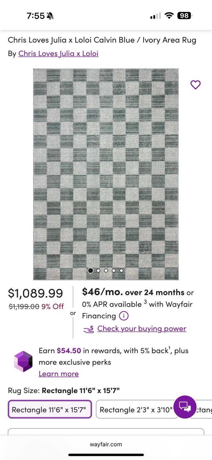 Loloi Chris Loves Julia Calvin Collection CLV-01 Blue/Ivory 11′-6″ x 15′-7″ Rug