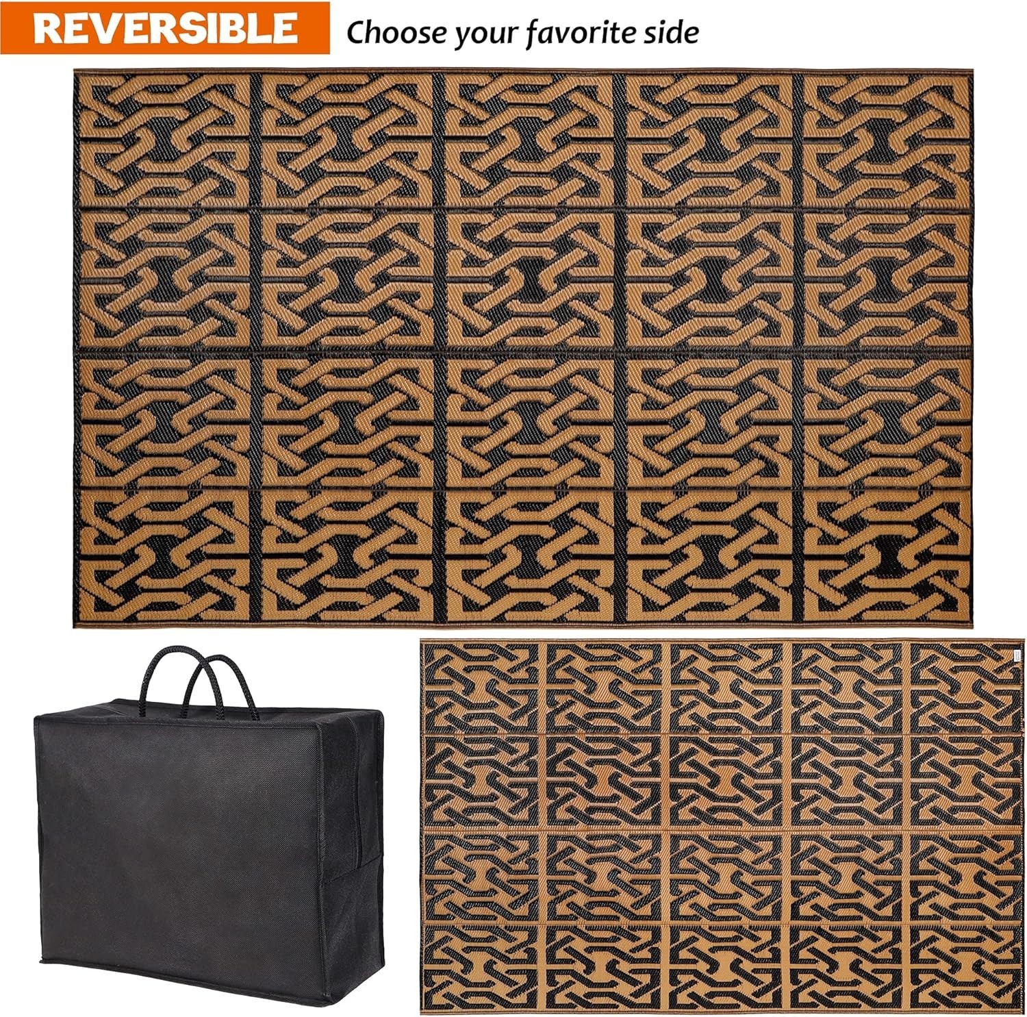 Durable & Lightweight Reversible Plastic Straw Rug – 5′ x 8′ for Outdoor Spaces