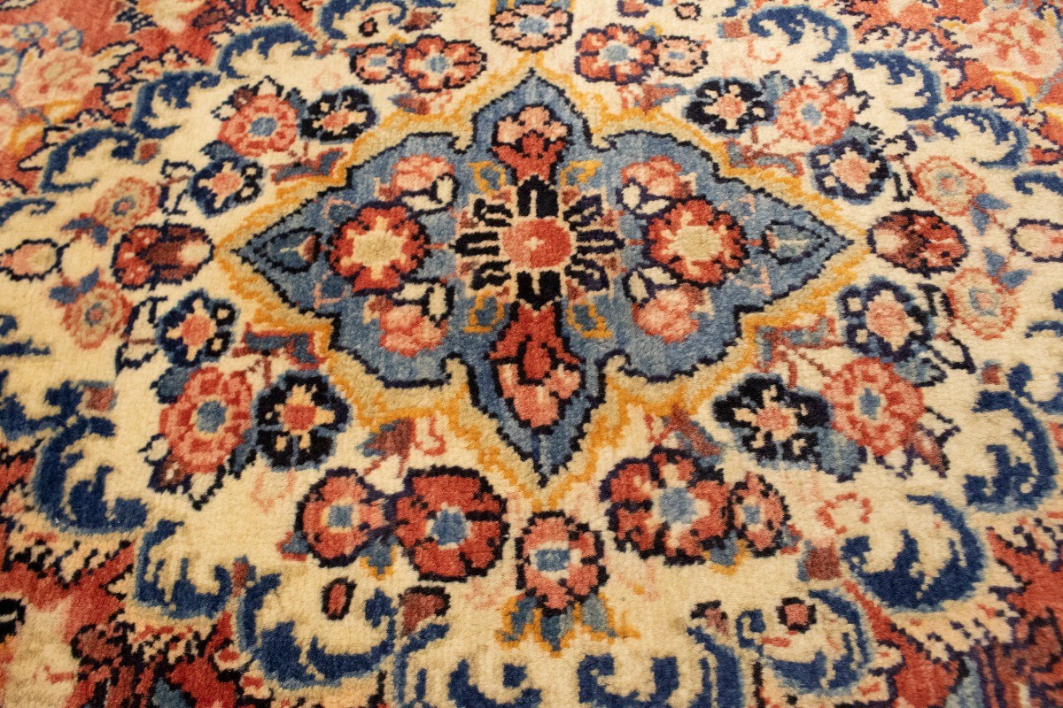 One-of-a-Kind Vintage Orange-Red Oriental Rug Oversized Floral Carpet 11X15 ft