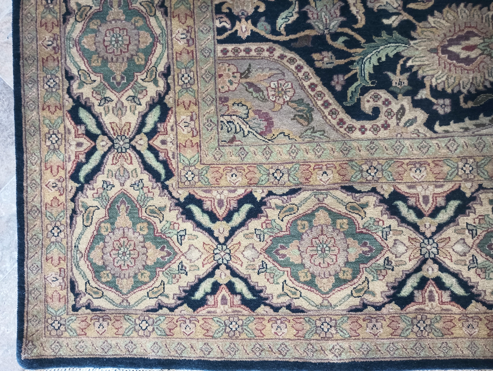 9×12′ BLACK JAIPOUR RUG Imported India #F-6048