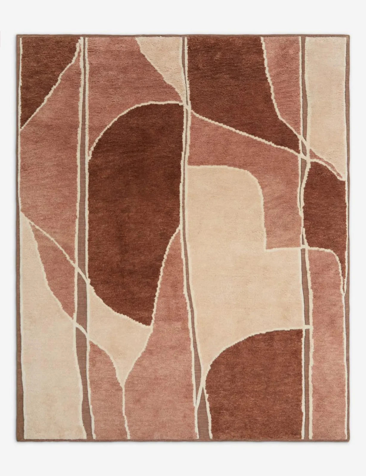 Hand Tufted NZ Wool Rug Terracotta Abstract | Modern Cream Rust Tones Area Rug