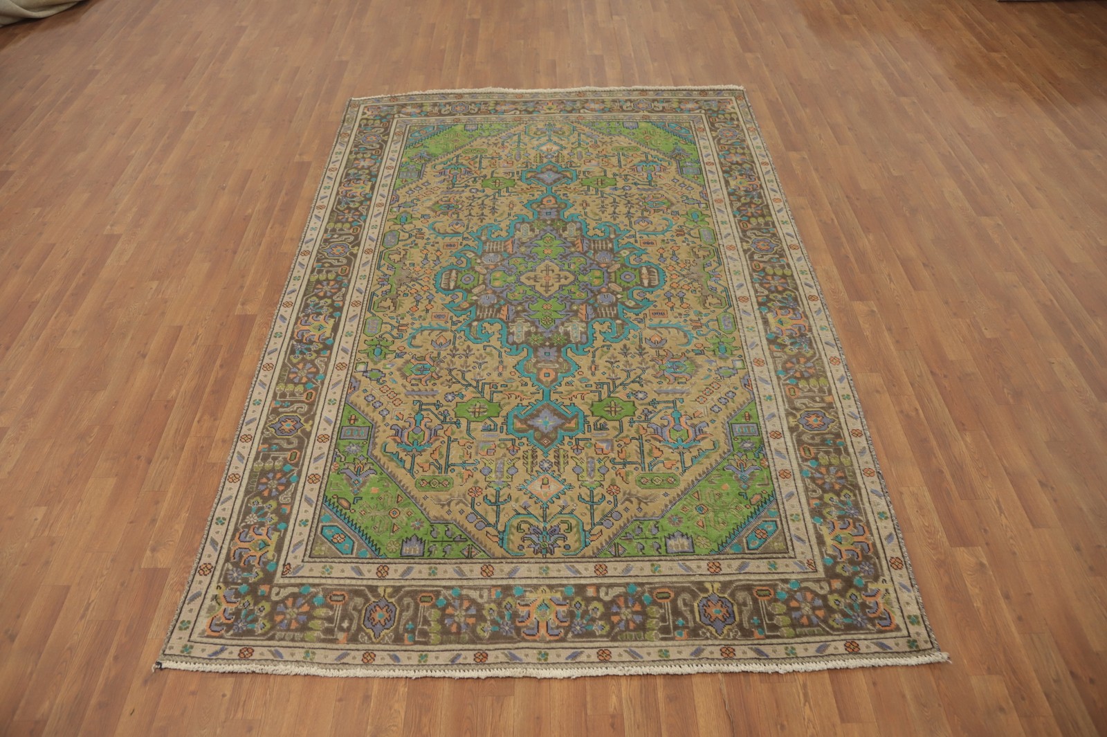 Over-dyed Vintage Geometric Traditional Area Rug 6×9 ft Handmade for Living Room