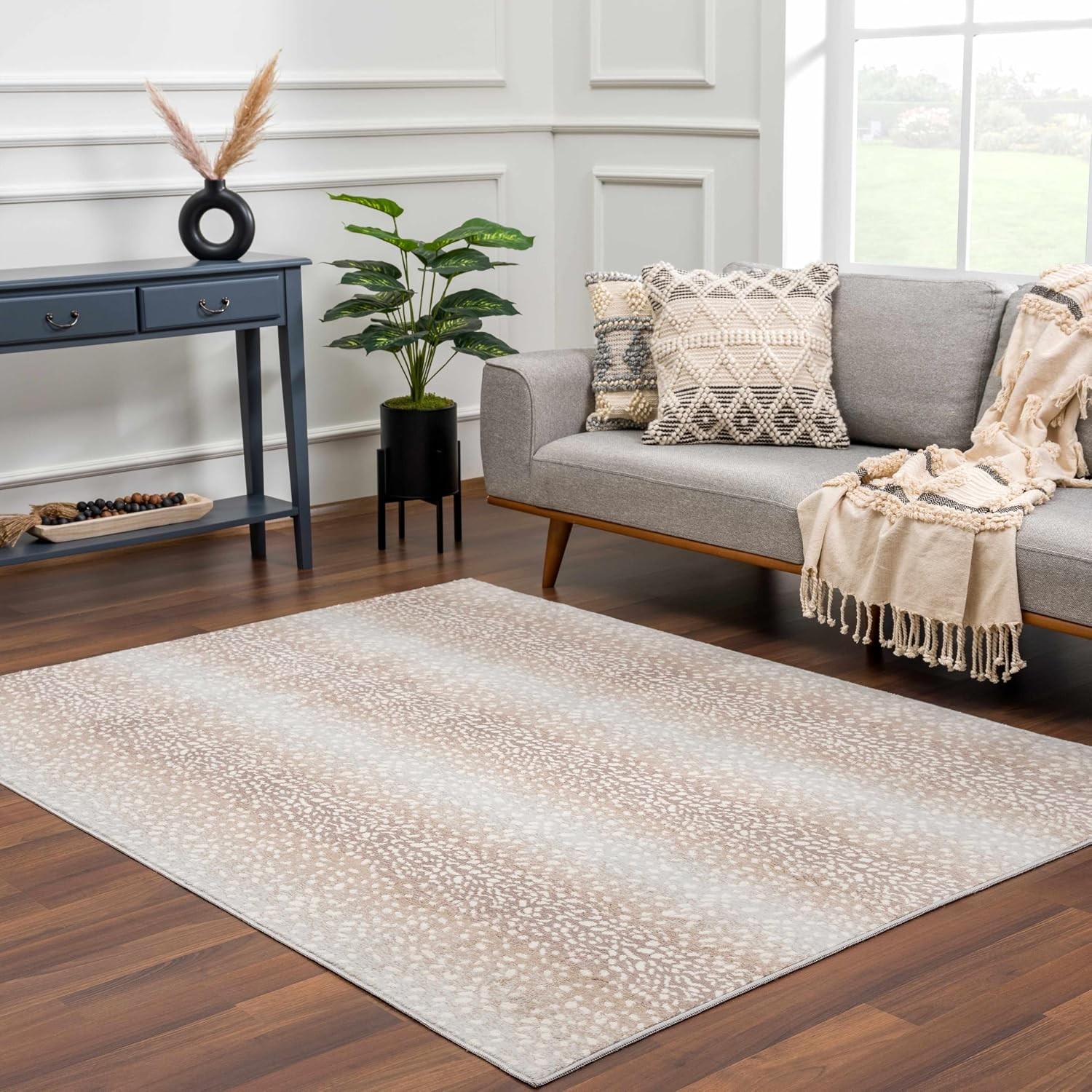 Brown Leopard Contemporary Gray 2×3 Accent Rug Ivory Tan Light Slate Animal