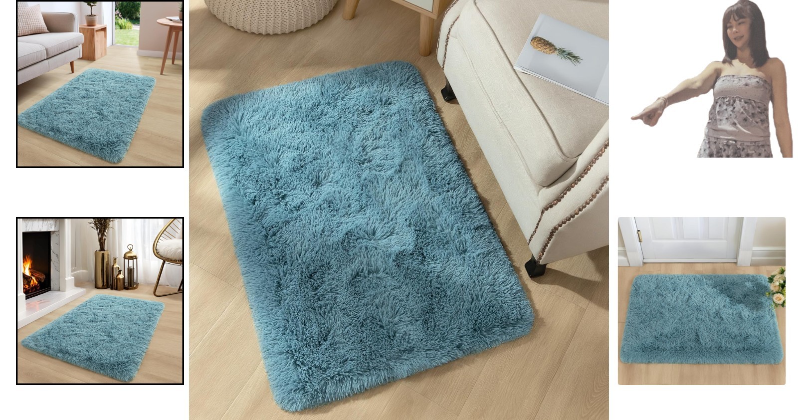 Elegant 2×3 Teal Washable Area Rug – Plush Soft Shag for Bedrooms & Living Rooms