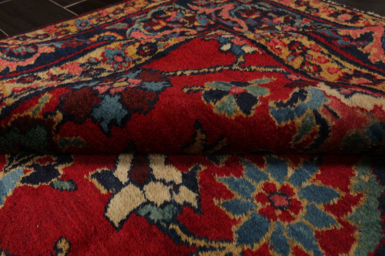 6’2”x9’2” Hand Knotted Wool Red Tabrizz Old Traditional Rug