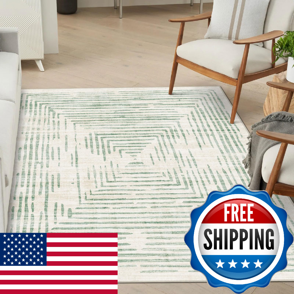 BLISSA 4×6 Washable Area Rug – Soft Modern Throw Rugs for Living Room Non-Slip U