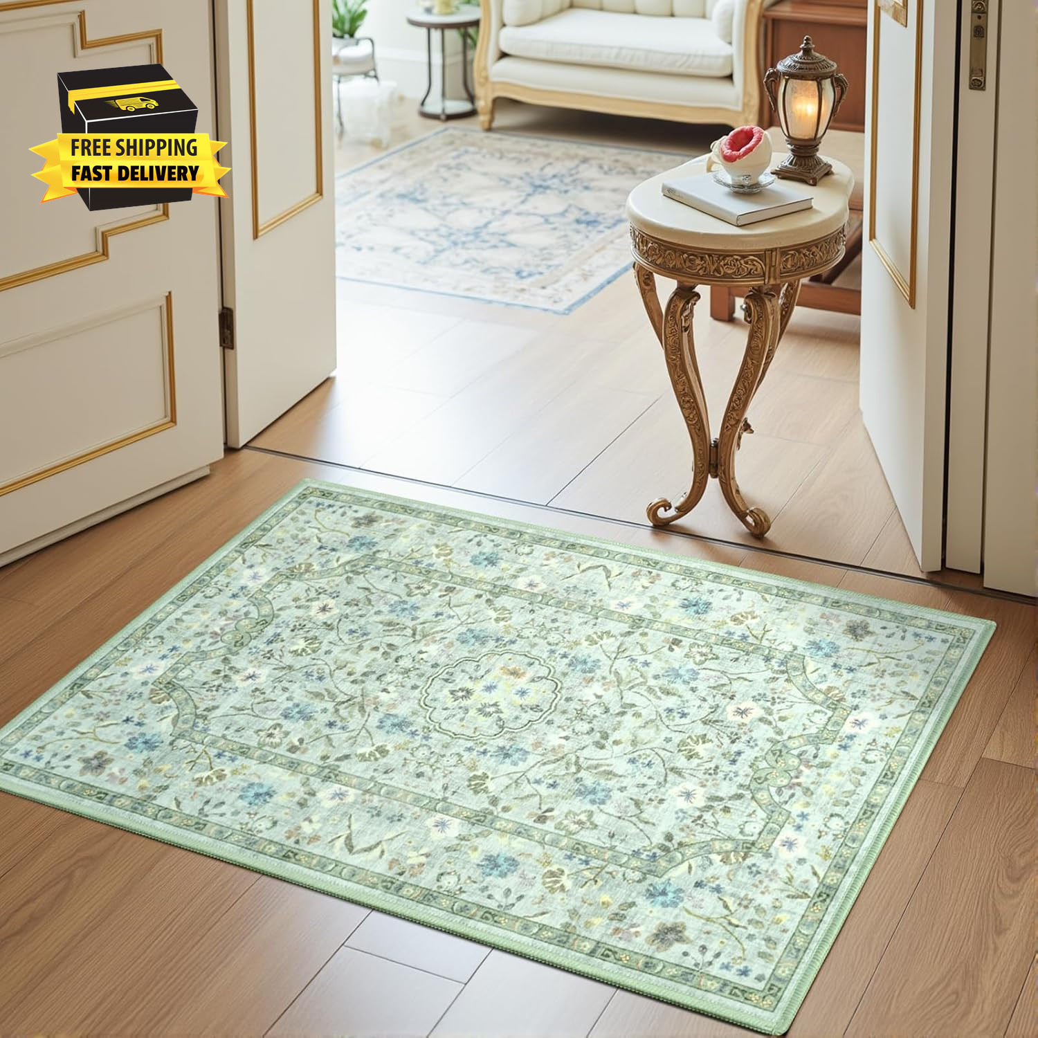 2X3 Area Rug for Bedroom, Small Rugs for Entryway, Kitchen, Bathroom, Non-Slip W