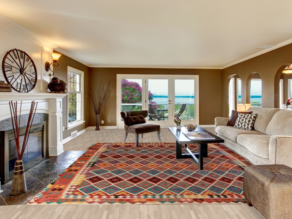 Traditional Reversible Kilim Rugs Handwoven Area Wool Carpet 10×13 ft