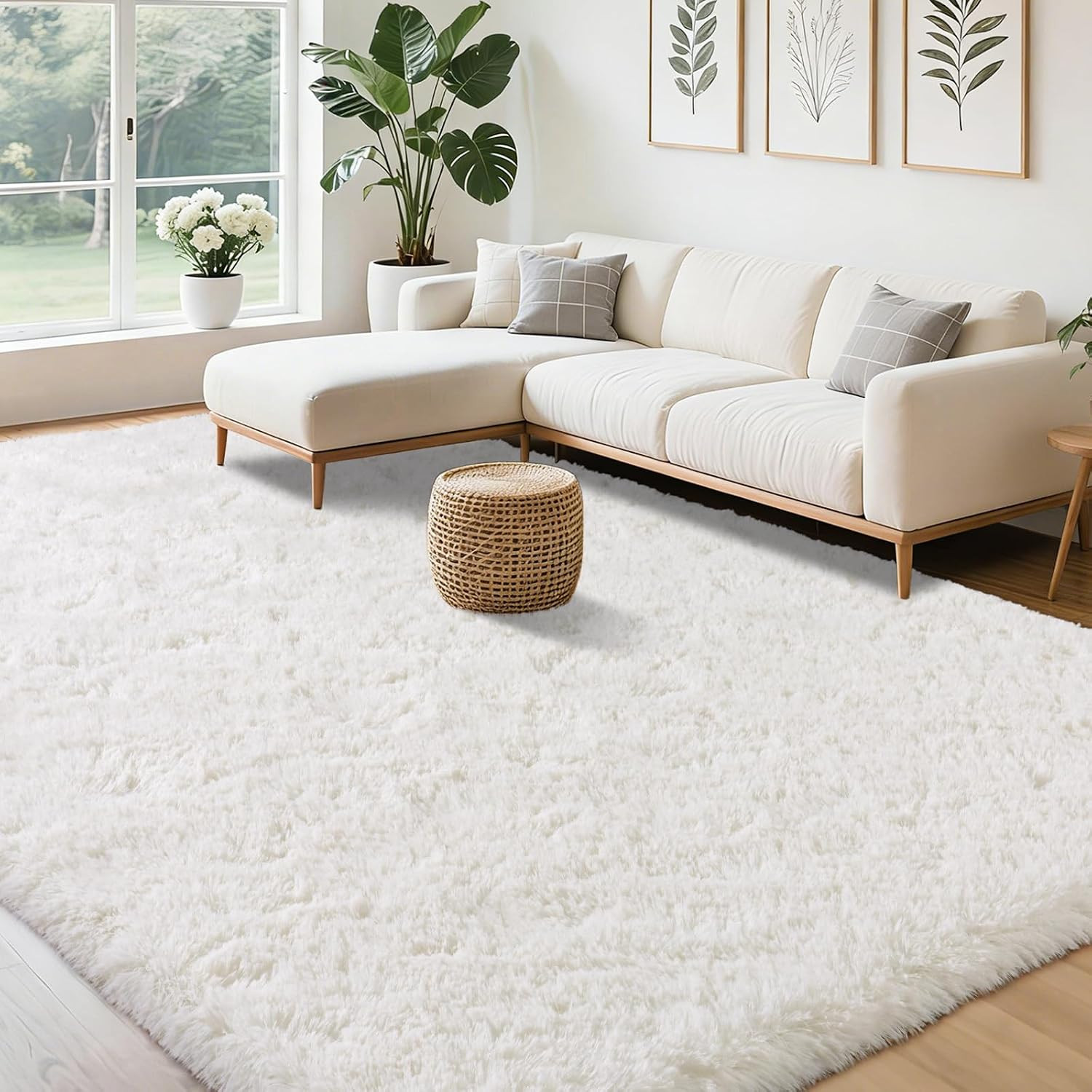 8X10 Area Rugs for Living Room, Ultra Soft Fluffy Shag Floor Carpet, Modern Indo