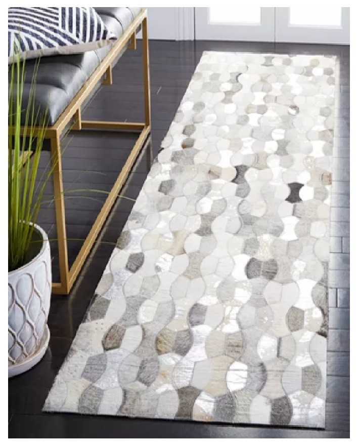 Leather Carpet Patchwork Natural Cowhide Hair on Leather Modern Design RoomAA83