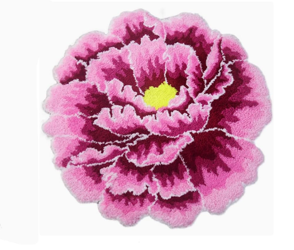 Pink Peony Flower Round Area Rugs for Bedroom Kitchen Bathroom,Modern Floral …