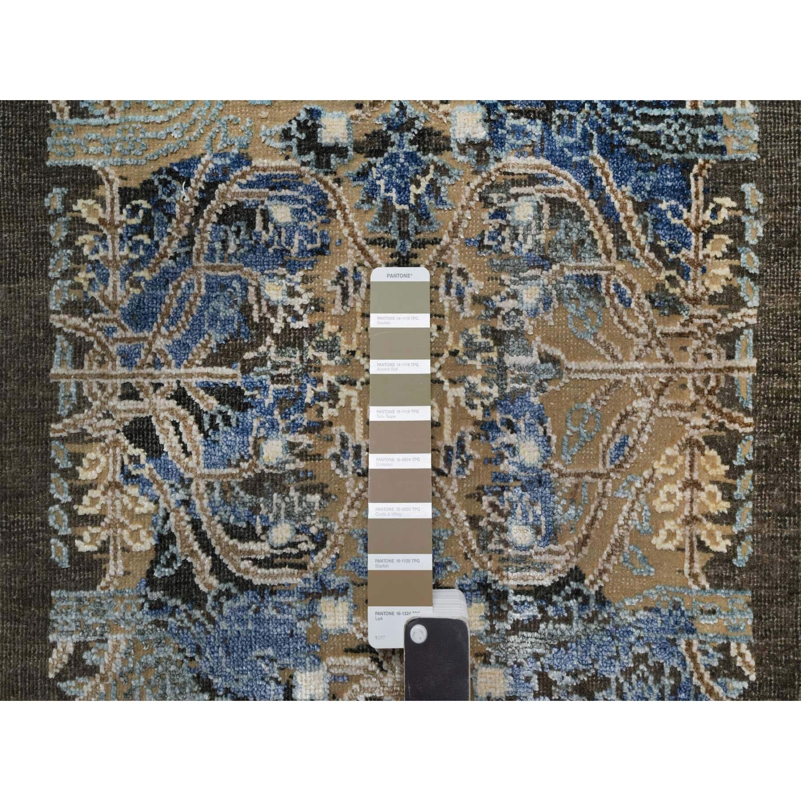 2’x3′ Brown Broken & Erased Saroogh Design Wool and Silk Hand Knotted Rug R91154