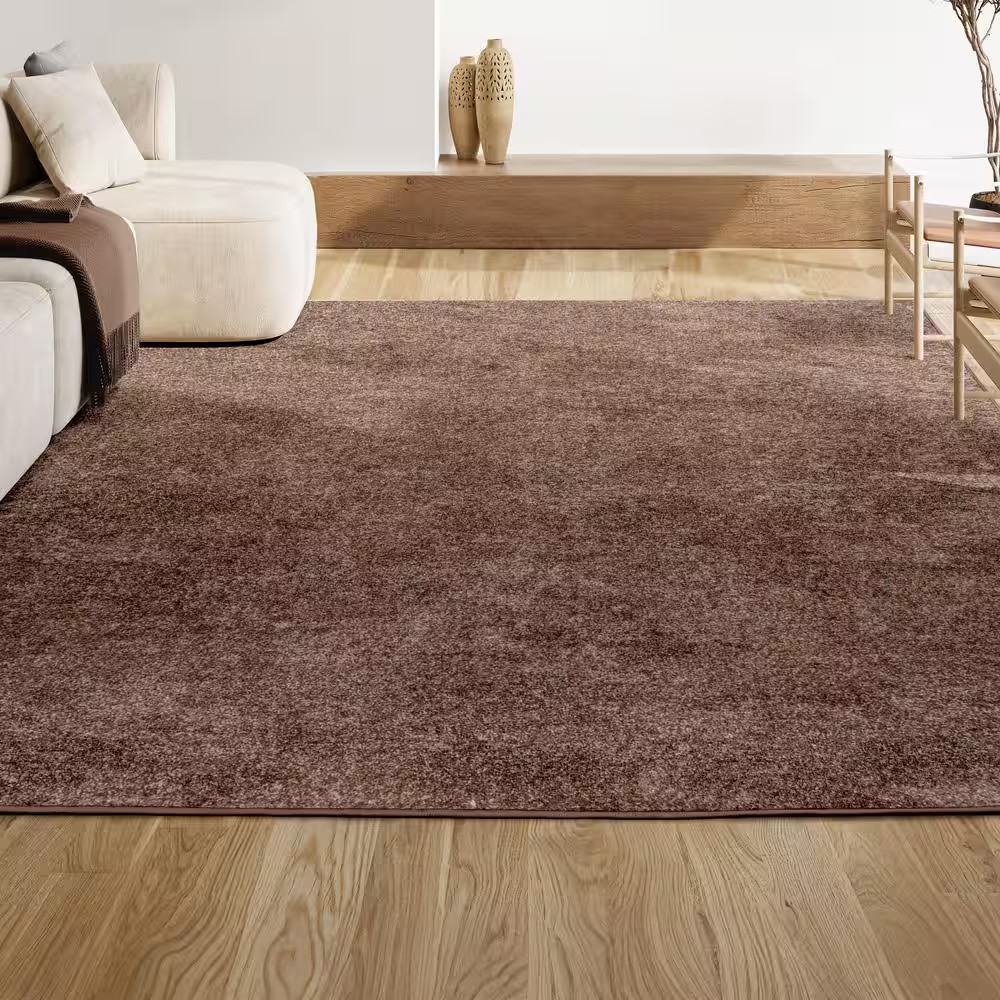 Haze Solid Low-Pile Brown 8 Ft. X 10 Ft. Area Rug