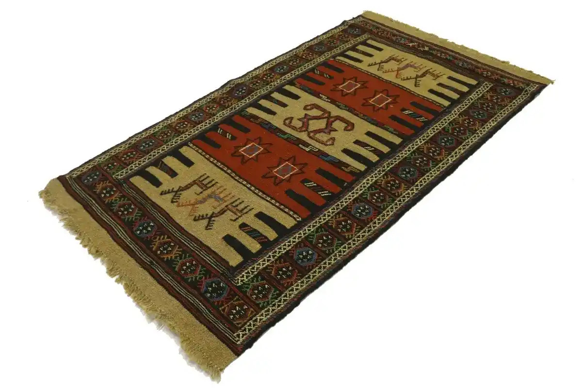 Hand-Woven Sumak Oriental Rug Tribal Flat-Weave Farmhouse Home Carpet 3X6 ft