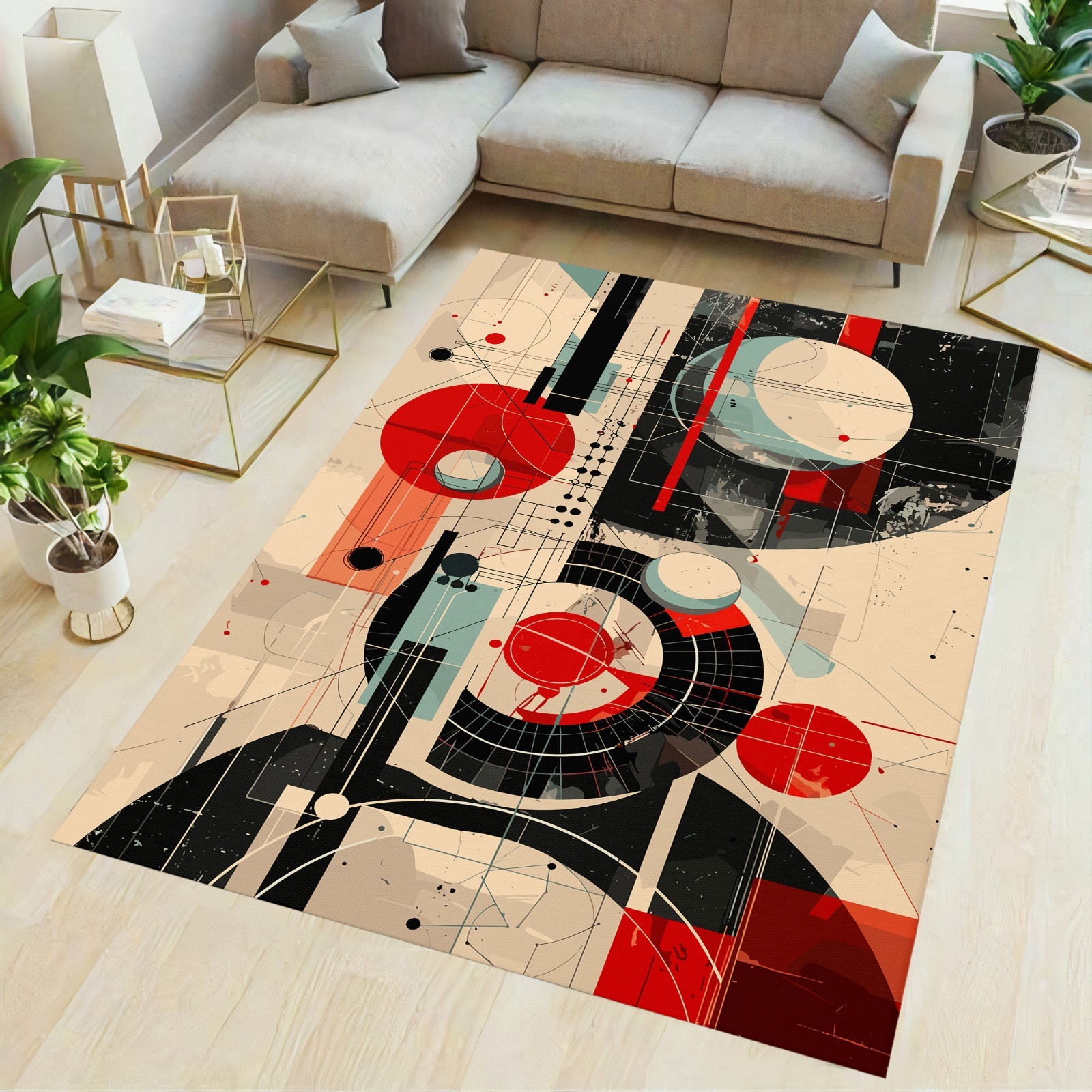 Abstract rug, minimalist rug, modern rug, art rug, mid century rug