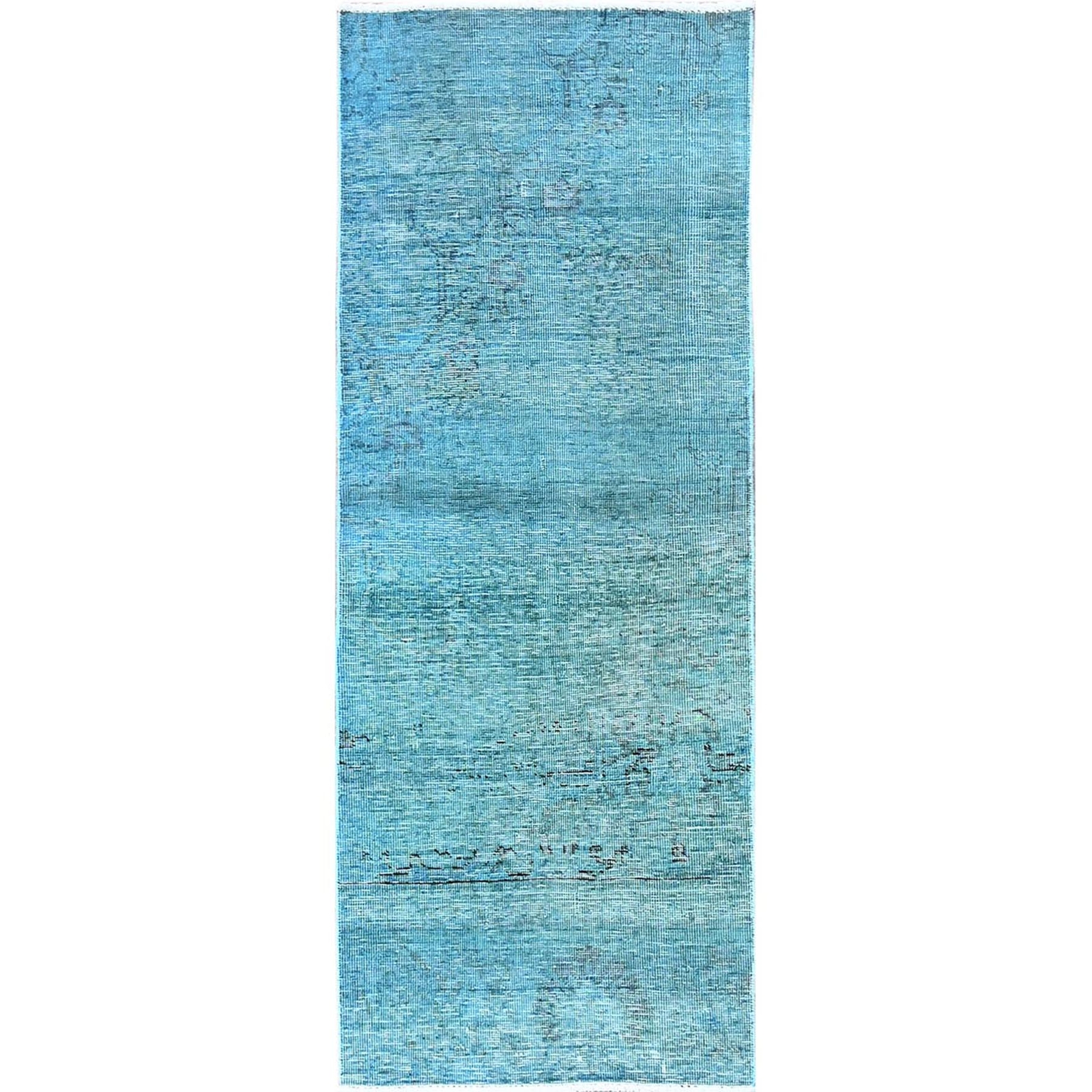 2’3″x6’1″ Blue Overdyed Vintage Zoroastrian Hand Knotted Wool Runner Rug R948