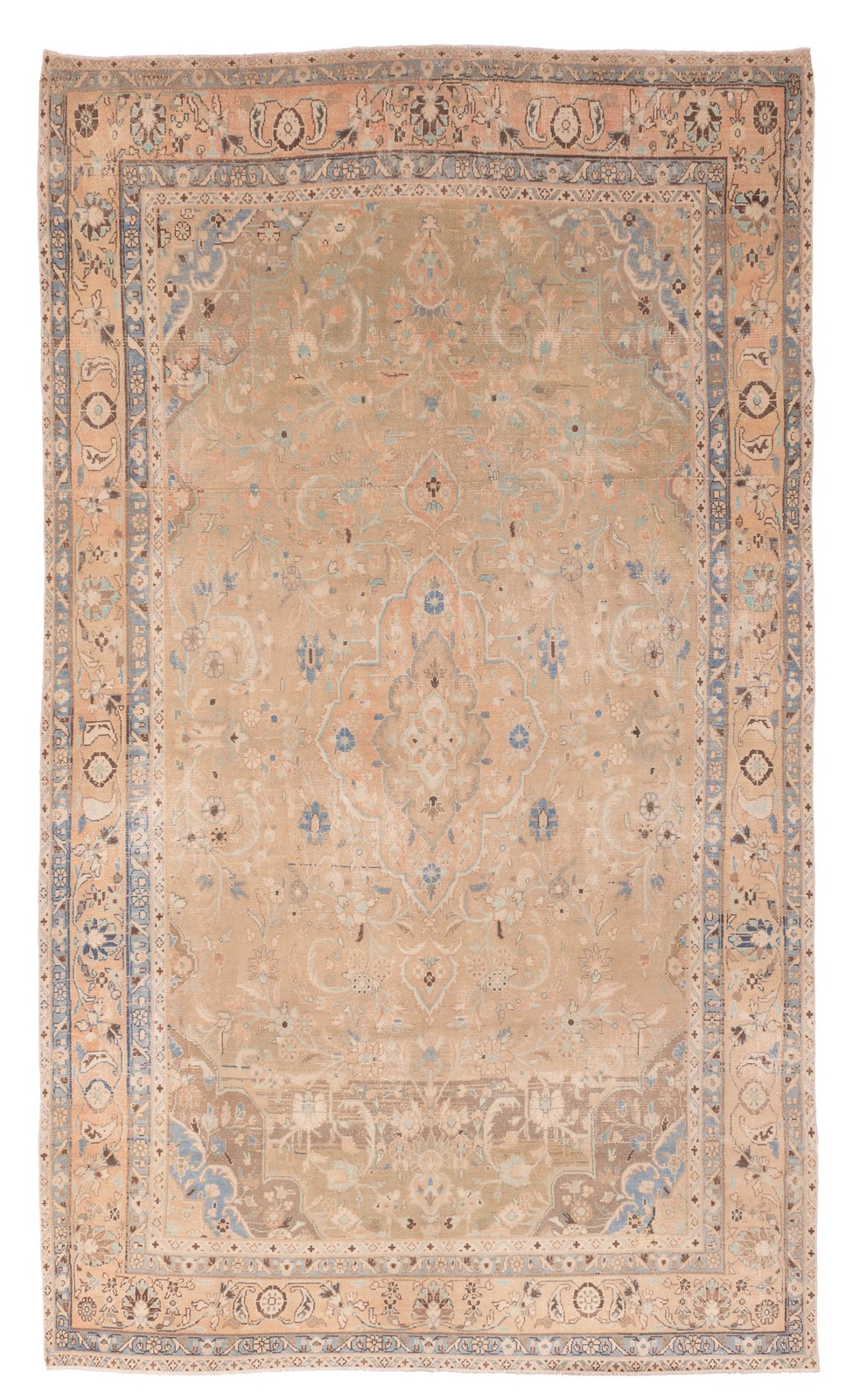 Vintage Light Brown Traditional 6’7″ x 11’2″ Hand-Knotted Oriental Wool Area Rug