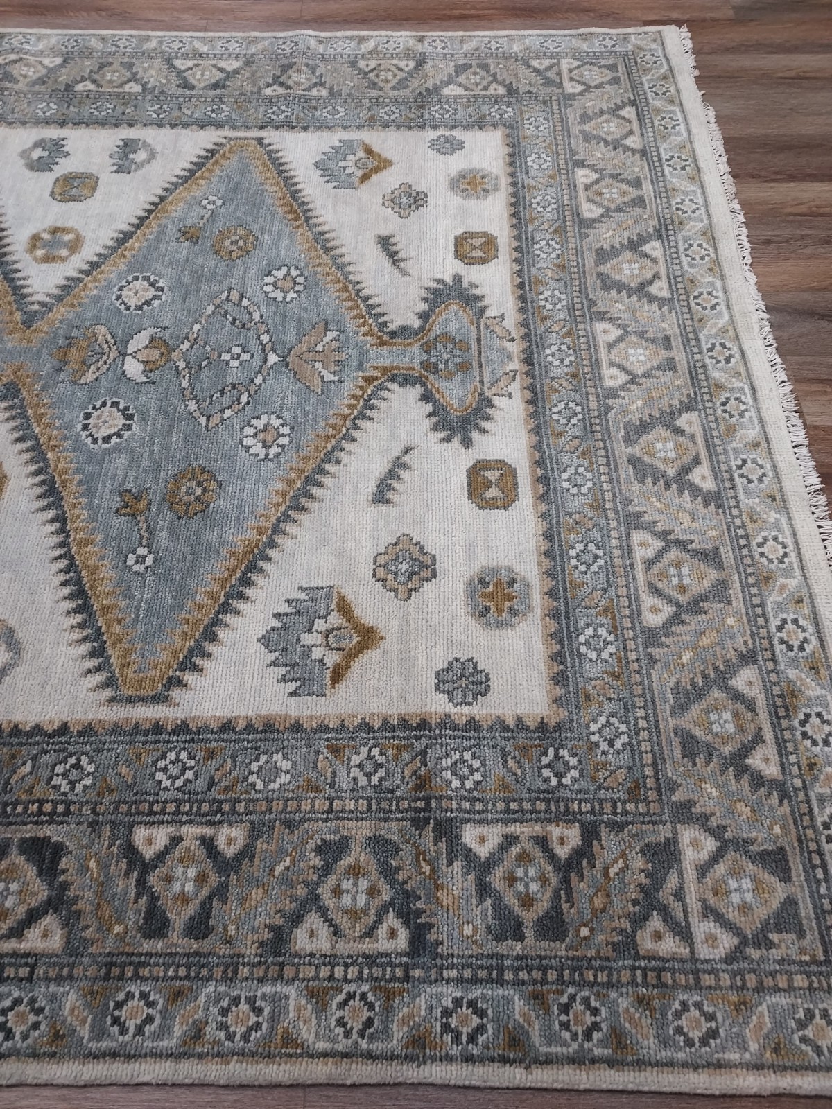 TURKISH OUSHAK RUG. GEOMETRIC MULTICOLORED HANDMADE BOHEMIAN 8×10 RUG