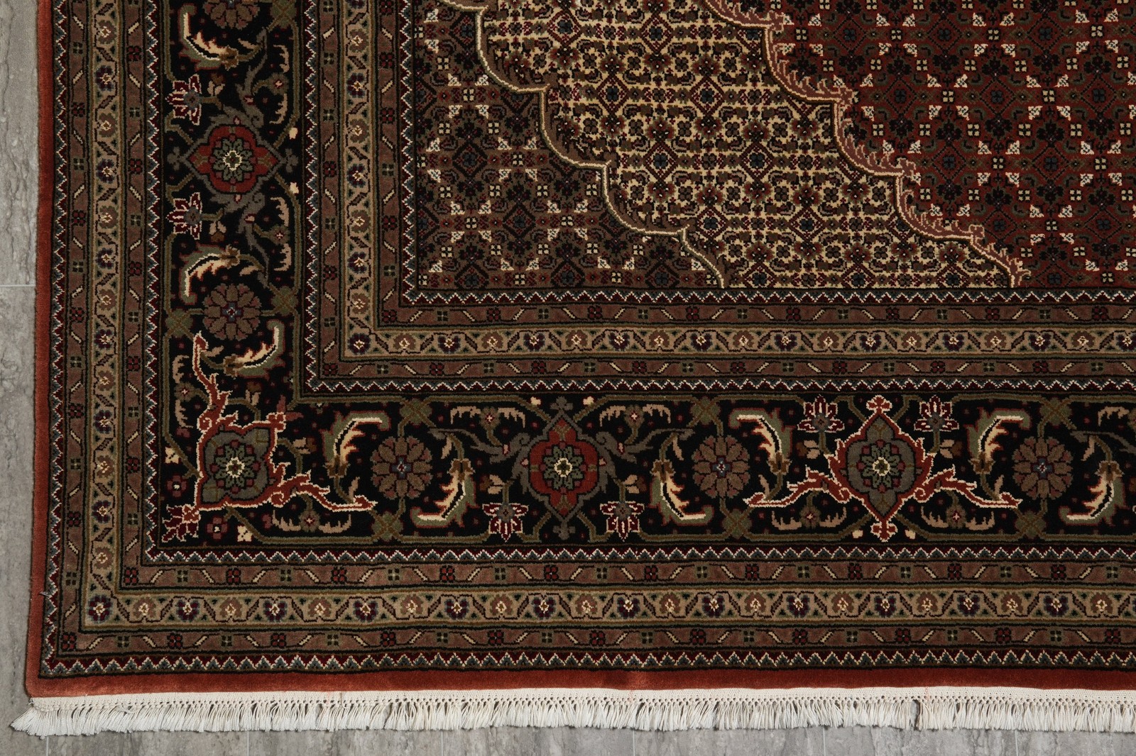 8 x 10 Woo Silk Hand-Knotted Rug Tabriiz Mahii Pom Roby #F-3085