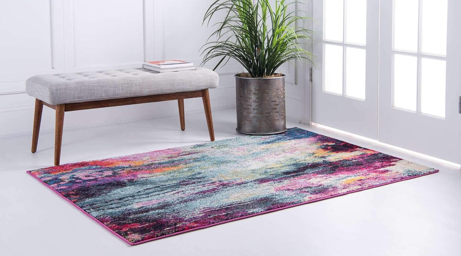 Vibrant Abstract Area Rug 9′ x 12′ – Modern Home Décor Essential