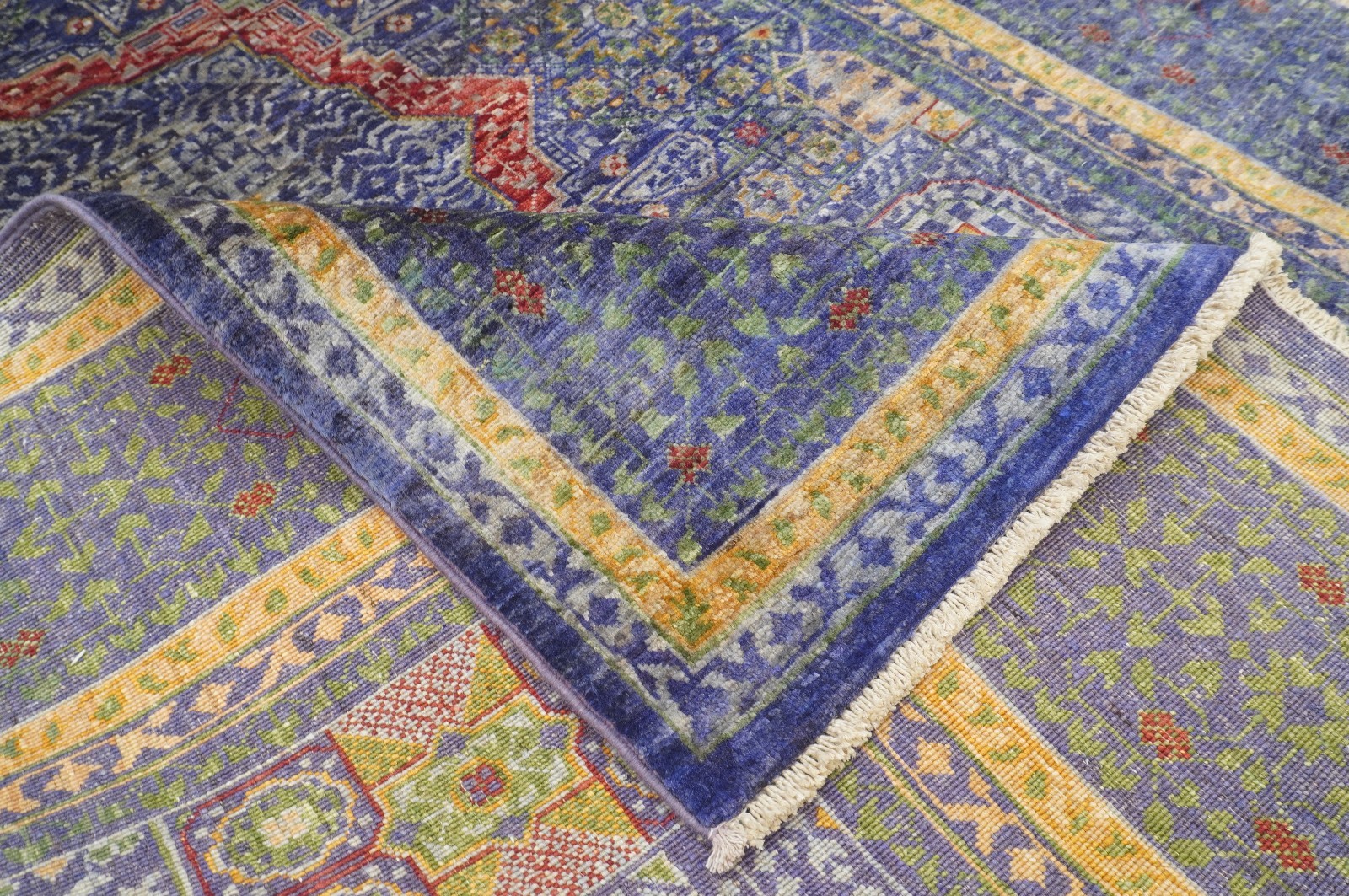 5×7 ft Blue Mamluk Afghan Hand Knotted Wool Medallion Rug