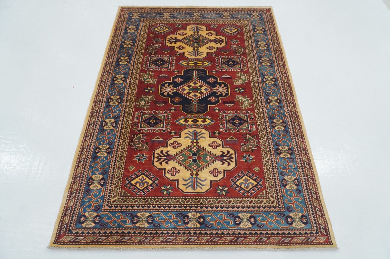 4×6 ft Red Shirvan Afghan Hand Knotted Wool Oriental Area Rug