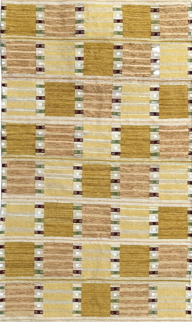 Hand Woven Bohemian Yellow Mustard Area Rug for Living Room Bedroom 100%Wool Rug