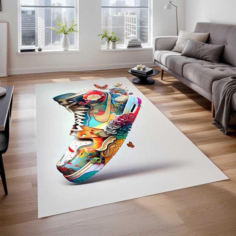 Colorful Sneaker Rug, Sneaker Graffiti Rug, Sneaker Art, Sneaker Graffiti Rug, S