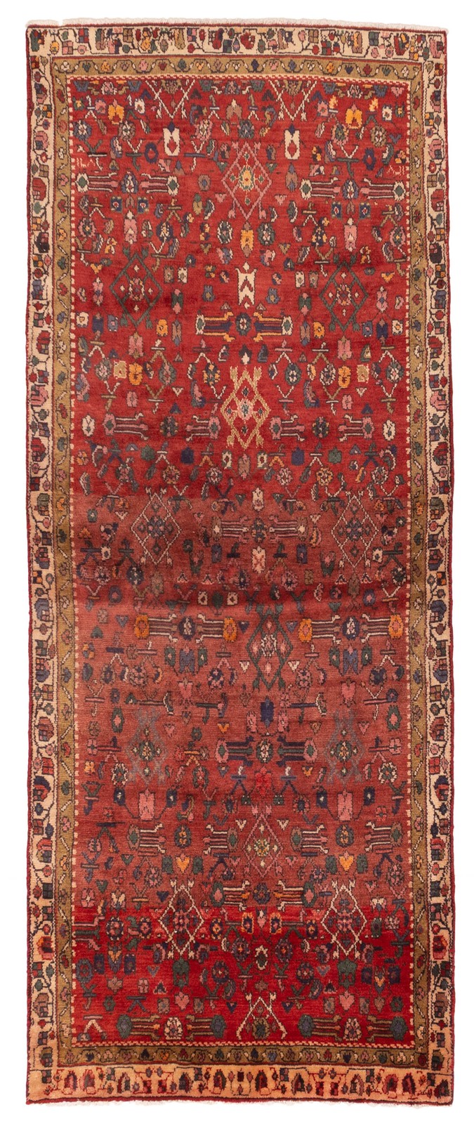 Vintage Hand-knotted Runner Rug 3’5″ x 8’7″ Traditional Oriental Wool Carpet