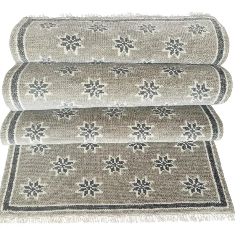 Star Grey Oushak Rug, Hand-Knotted Turkish Hallway Carpet 8×10 ft Home decor