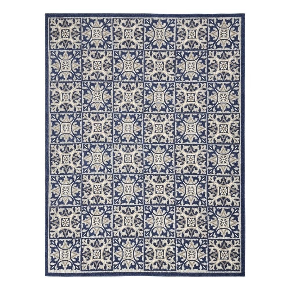 Pemberly Row 42×66″ Patterned Modern Fabric Rug in Blue Finish