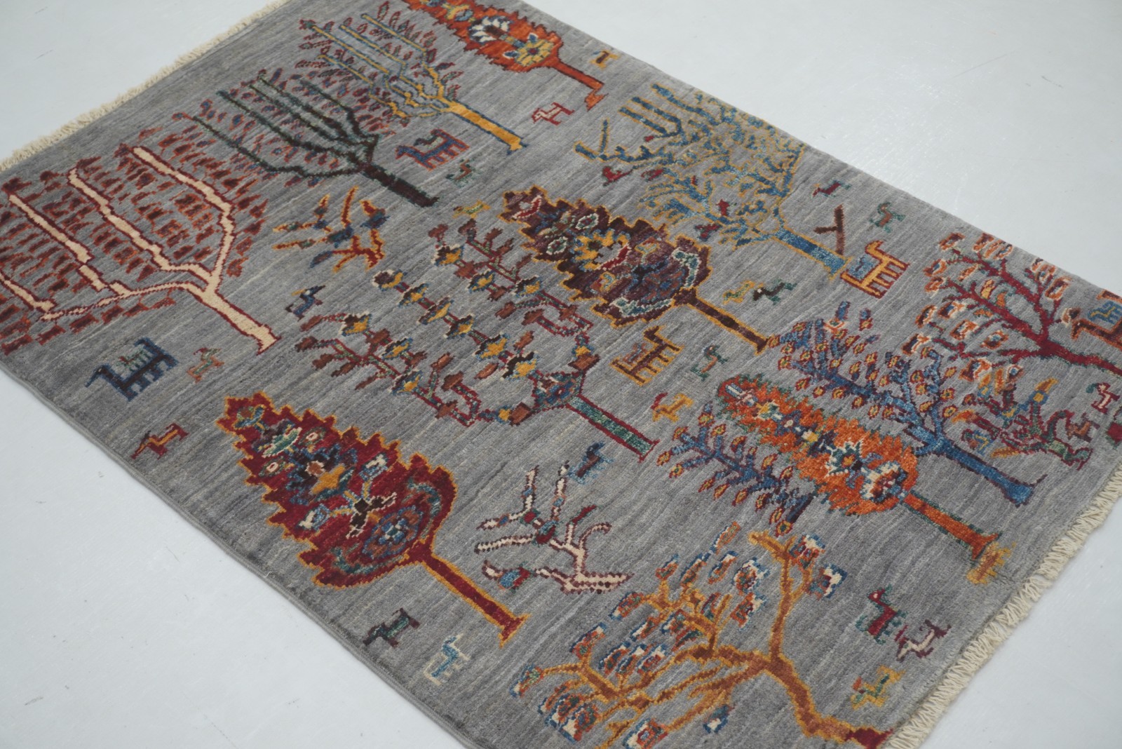 2’5″x3’7″ Gray Gabbeh Afghan Hand Knotted Wool Area Rug